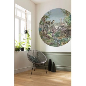 Runde, selbstklebende Tapete Animal Kingdom mit Tiermotiv in Multicolor, Durchmesser 125 cm.