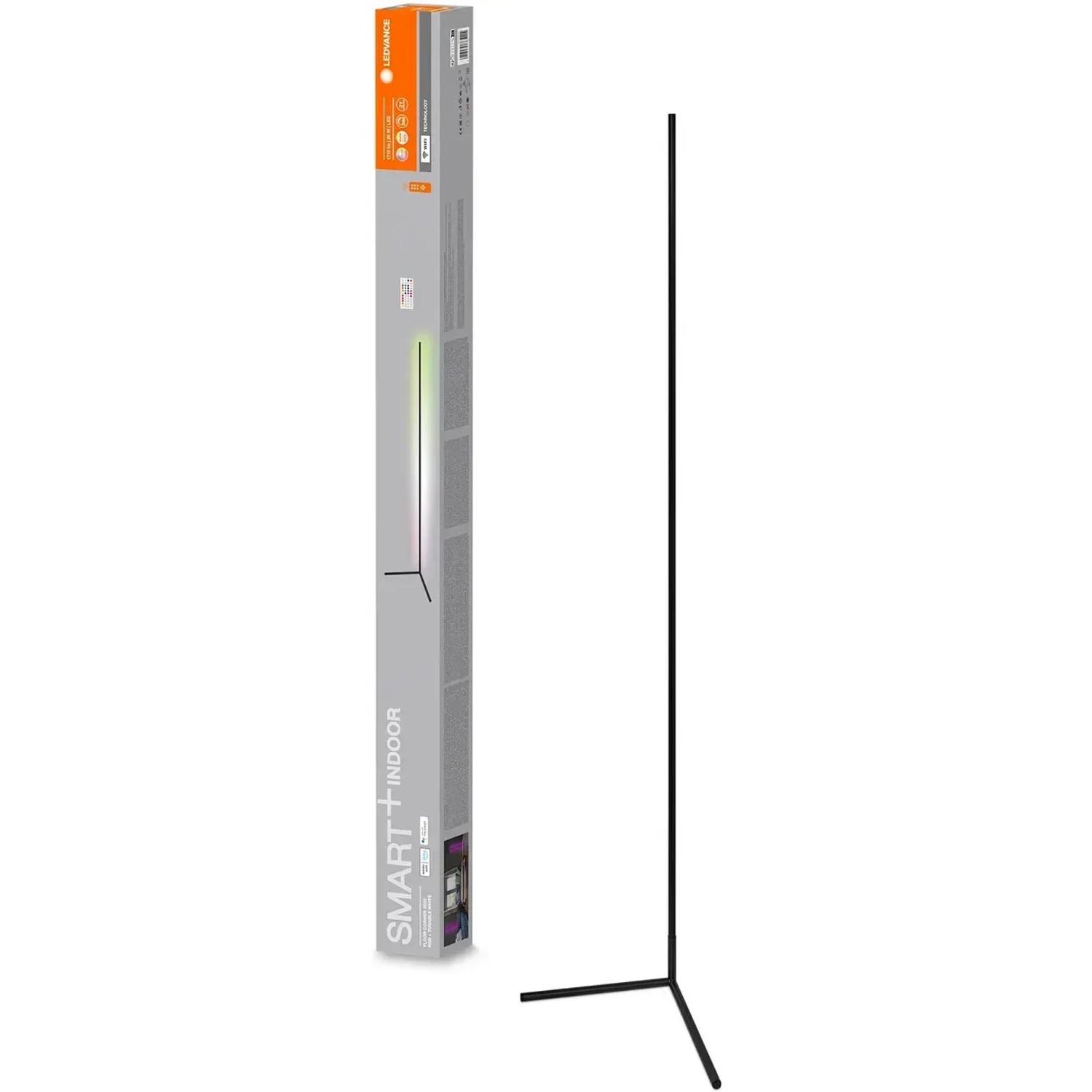 Ledvance Smart+ WiFi Stehleuchte, schwarze Eckleuchte, 200cm, mit Verpackung.