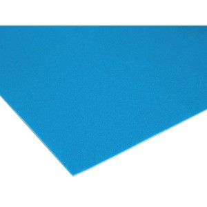 Hellblauer PVC Expotop Bodenbelag, unifarben, strapazierfähig und schalldämmend. Ideal für Wohnräume.
