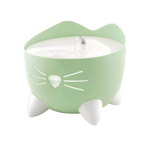 Mintgrüner Catit Pixi Trinkbrunnen für Katzen, 2,5 Liter Fassungsvermögen.