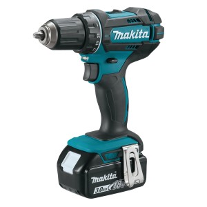 Makita Akku-Bohrschrauber DDF482RFJ mit Akku und Bohrfutter, blau-schwarz.