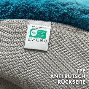 KARAT Badematte SKY, runder Badteppich in Türkis, rutschfeste Rückseite.