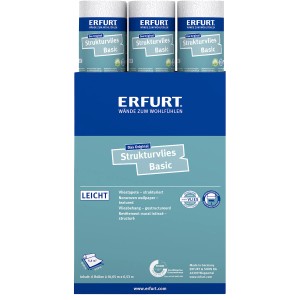 ERFURT Strukturvlies Basic 406, überstreichbare Vliestapete, 6 Rollen à 10,05x0,53m.