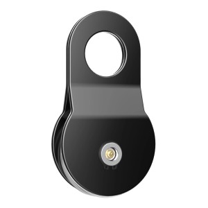 Schwarze Wiltec Umlenkrolle für Seilwinde, 8T Zuglast. Robuster Flaschenzug aus Metall zur Seilumleitung.