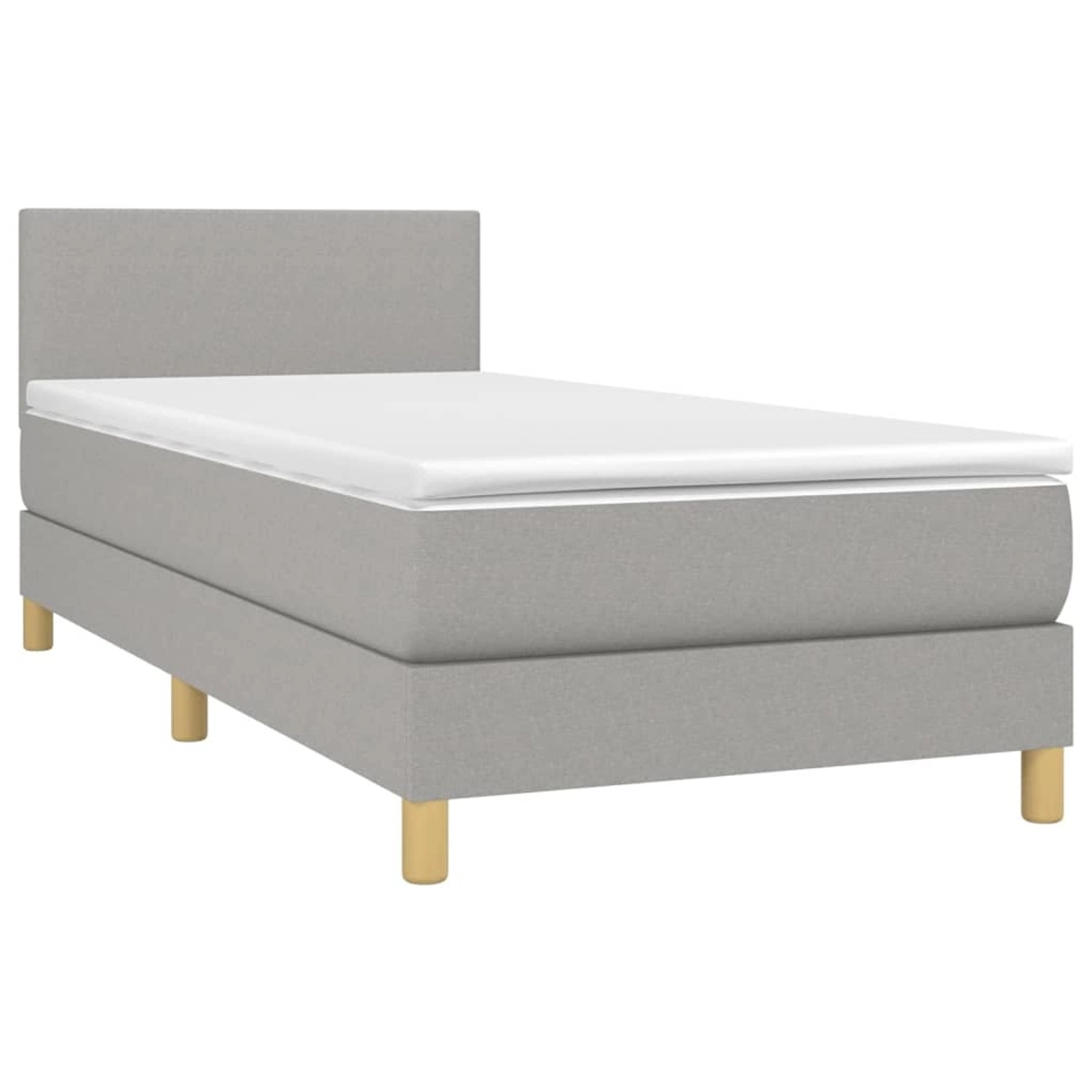 vidaXL Boxspringbett mit Matratze & LED Hellgrau 90x200 cm Stoff 3133525 günstig online kaufen