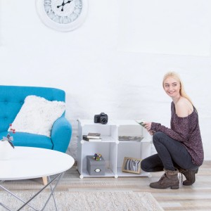 Relaxdays Regalsystem 4 Fächer Kunststoff Schwarz Stecksystem 56 cm x 74,5 cm x 37 cm 3,2 kg