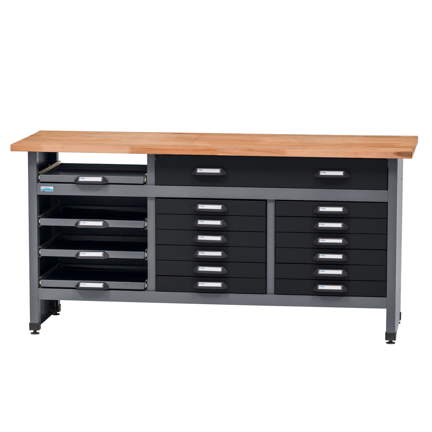 Küpper Werkbank mit 17 Schubladen 84 x 170 x 60 cm Schwarz-Hellgrau günstig online kaufen