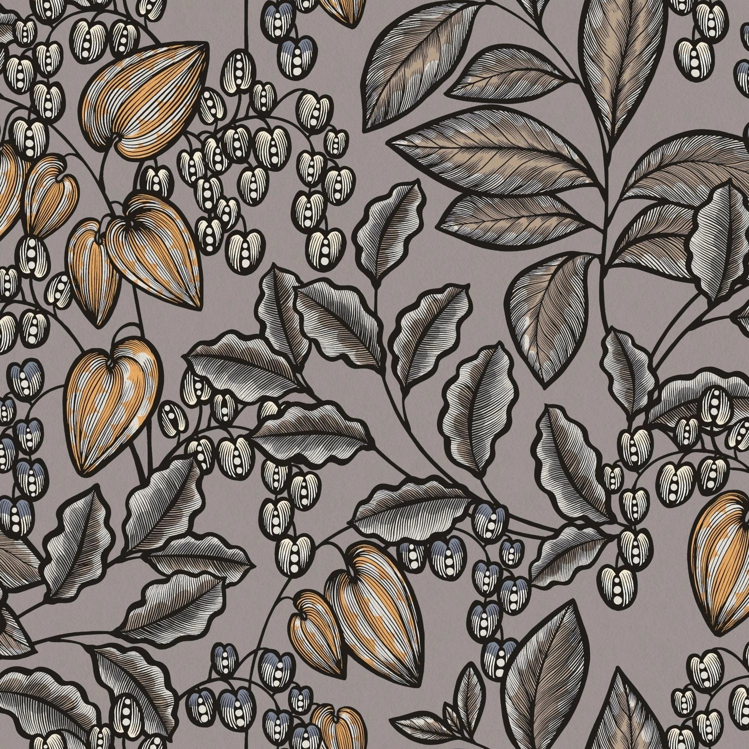 PROFHOME 377549-GU Blumen Tapete Floral Matt Grau Braun Gelb 0,53 m x 10,05 günstig online kaufen