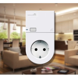 Weiße Funk-Steckdose für Innenräume zur Hausfunksteuerung von Elektrogeräten.