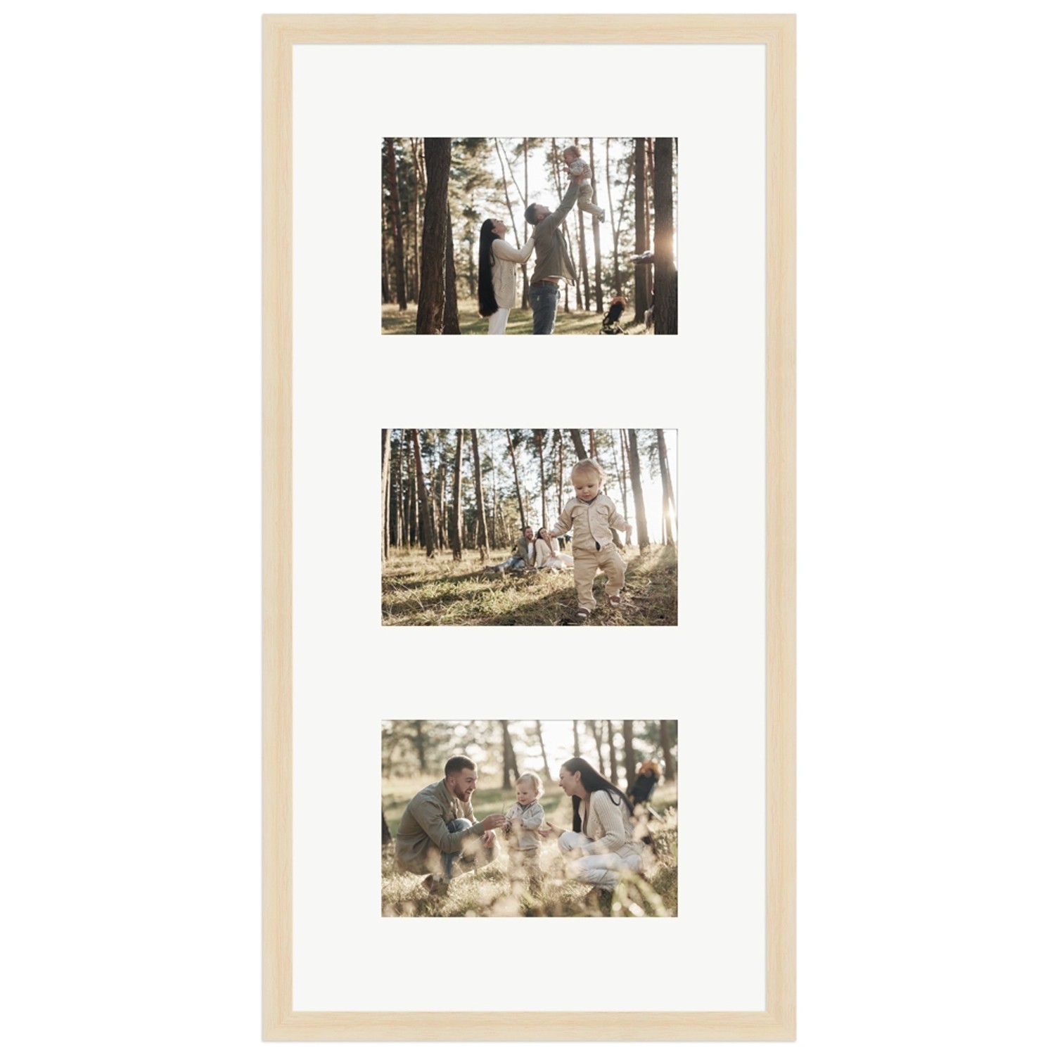 WANDStyle Galerierahmen in Natur-Optik für 3 Fotos (10x15 cm). Bilderrahmen für Wandmontage.