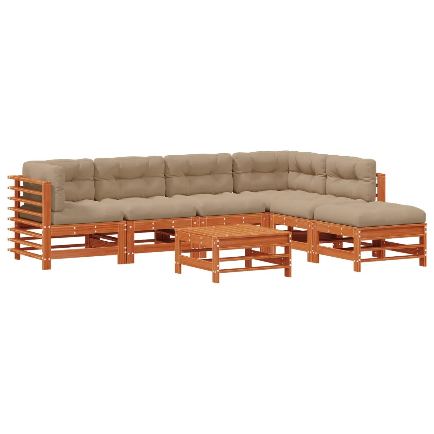 vidaXL Garten-Lounge-Set 7 Stk Wachsbraun Massives Kiefernholz 3418079