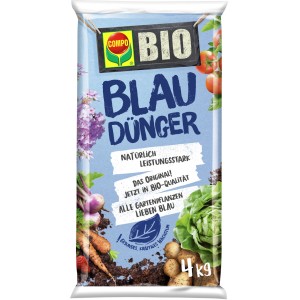 Compo BIO Blaudünger 4 kg Sack für gesundes Pflanzenwachstum im Garten.