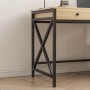 Rebiko Industrieller Loft Computertisch Mit Schublade Und Regalen Helles Skandinavisches Eichenholz_6