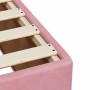Detailansicht Boxspringbett rosa Samt (140x190 cm) mit Lattenrost.