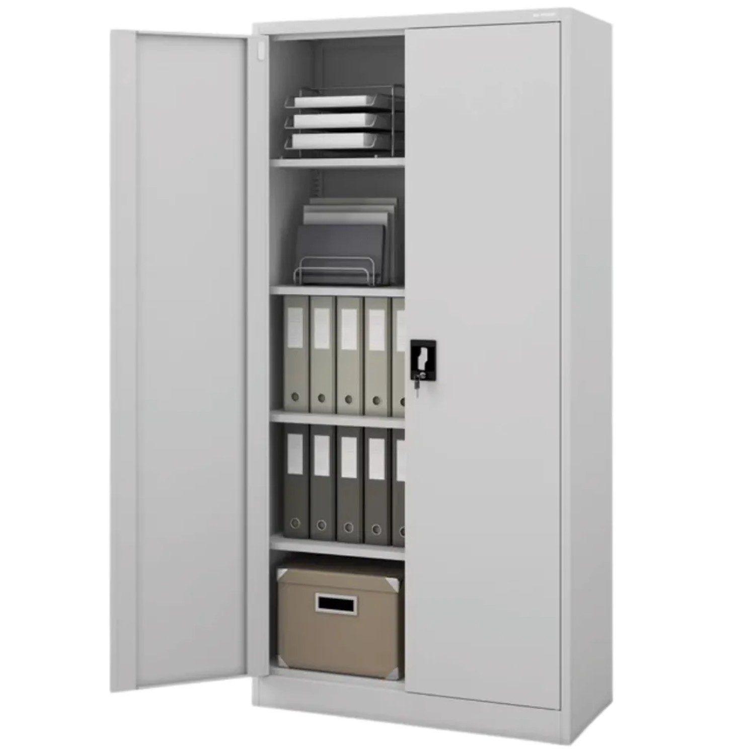 JAN NOWAK Aktenschrank Abschließbar JAN mit Flügeltüren 185 x 90 x 40 cm Grau