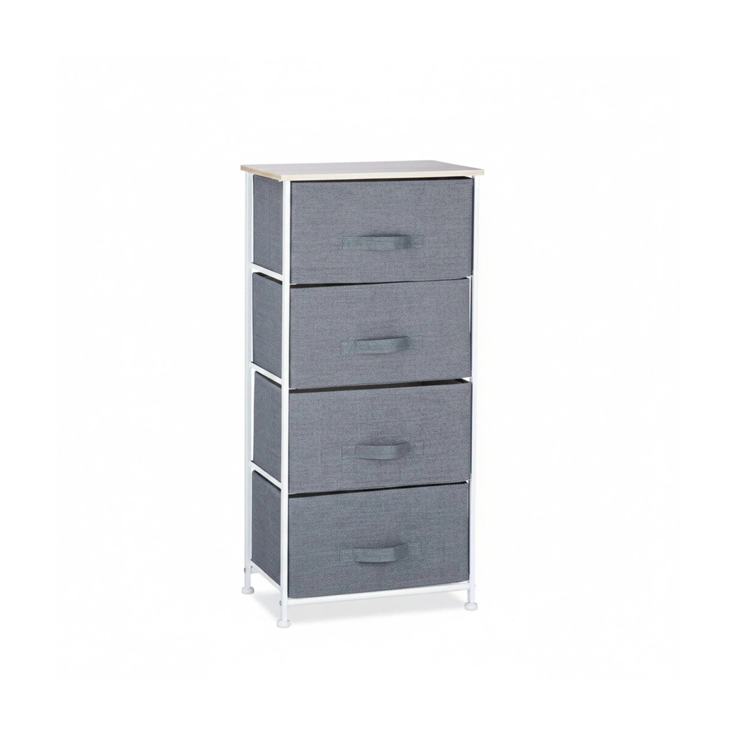 Relaxdays Regalsystem Stahl Stoff MDF Grau mit 4 Schubfächern 95 cm x 45 cm x 30 cm 5,9 kg