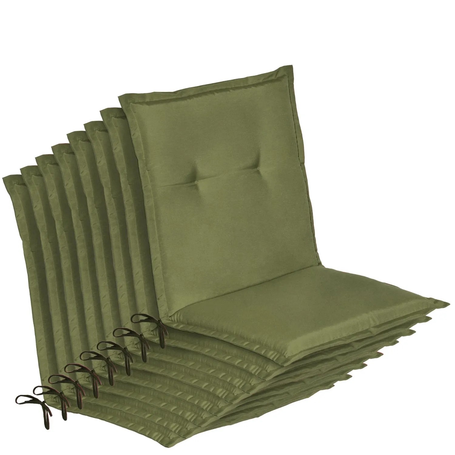 Beautissu 8er Set Niedriglehner Auflage Gartenstuhl Loft NL 100x50x6cm Olivegrün