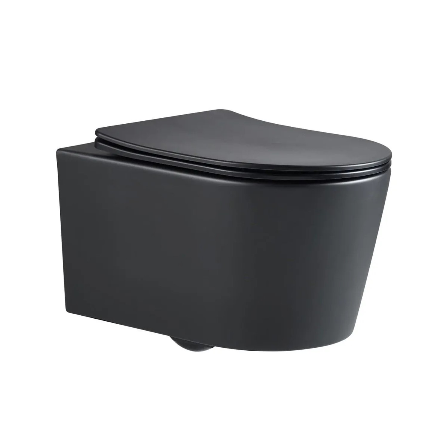 Swiss Aqua Technologies Wand-WC Hänge WC-Becken Toilette Spülrandloses Kurz 48CM mit SoftClose und TakeOff  WC-Sitz Schwarz