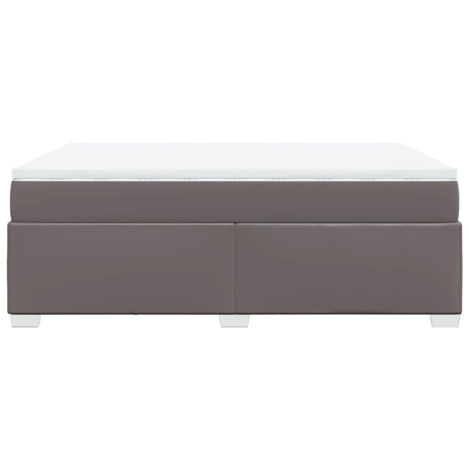 Graues vidaXL Boxspringbett 160x200 cm mit Matratze und Kunstlederbezug.