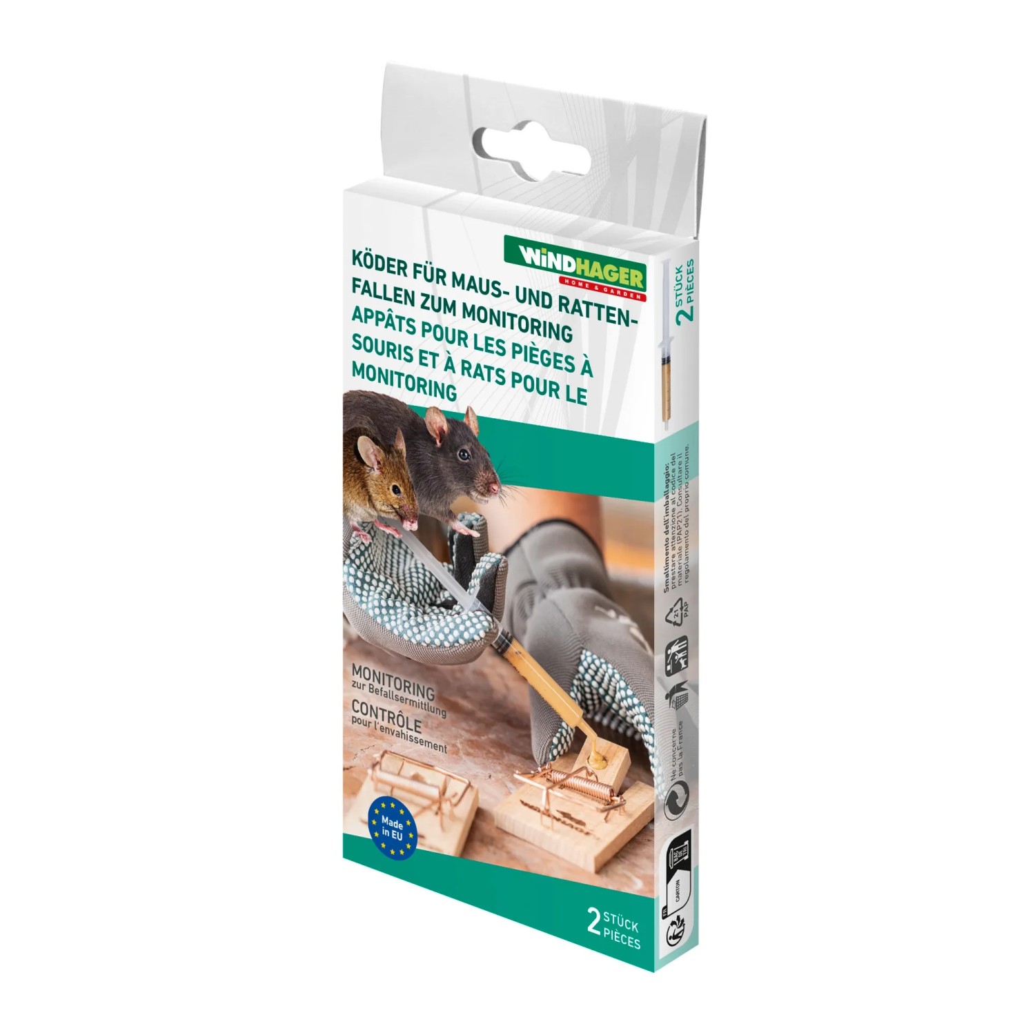 Windhager Maus- und Ratten-Köderspritze (2 Stück) zur Befallsüberwachung und zum Bestücken von Fallen.