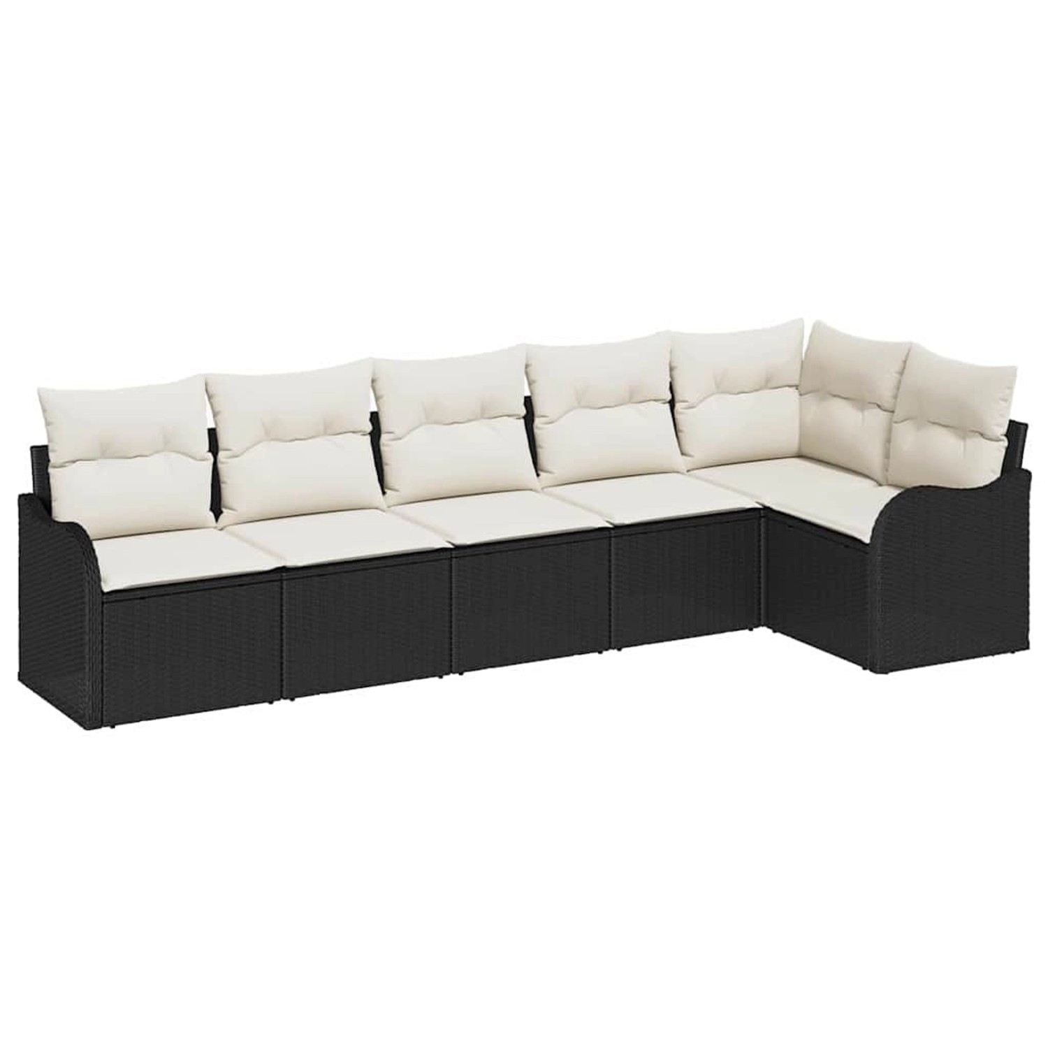 vidaXL Garten-Sofa-Set mit Kissen 6-Tlg Schwarz Poly Rattan 3354386 günstig online kaufen