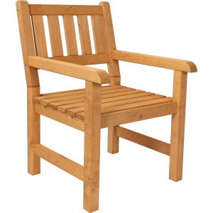 Wilk Gartensessel Westerland aus Kiefernholz, honigbraun, mit Armlehnen. Gartenstuhl für Terrasse und Garten.
