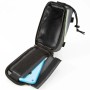 Geöffnete, wasserabweisende Tectake Fahrradtasche in Schwarz, Grau und Grün mit Handy im Fach.