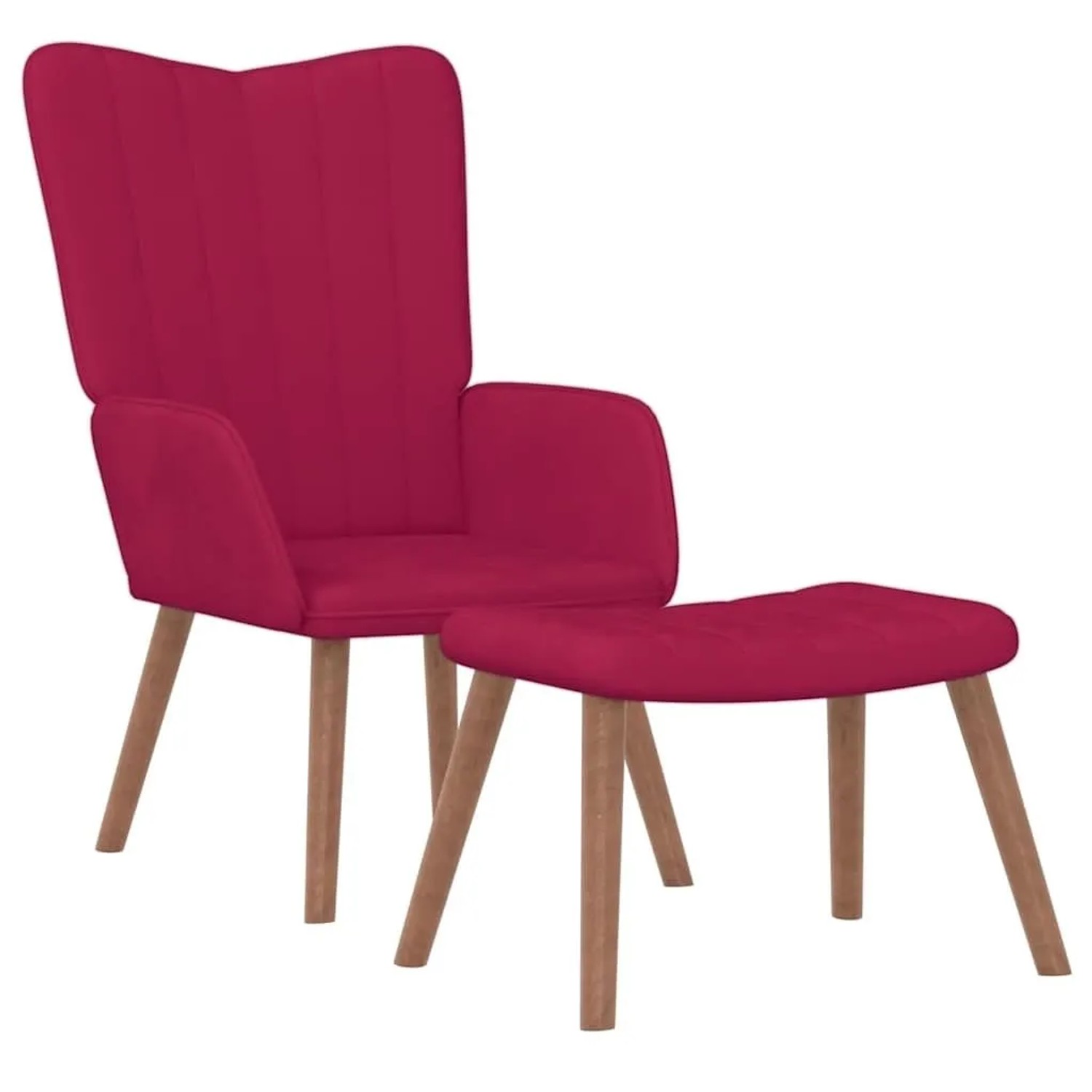 vidaXL Relaxsessel mit Hocker Weinrot Samt 327671