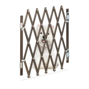 Relaxdays Hundeabsperrgitter Bambus Eisen Braun Ausziehbar 48,5 cm x 96 cm 0,9 kg