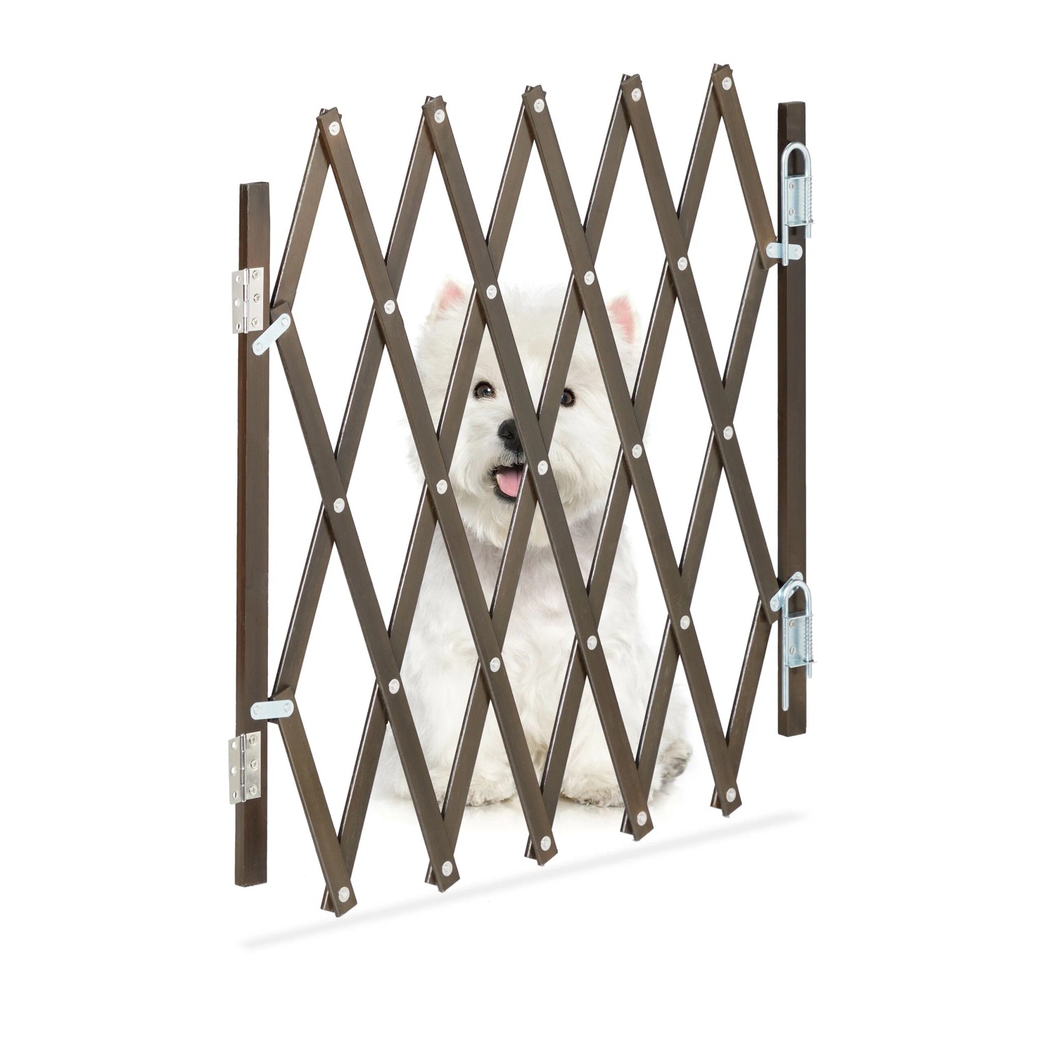 Relaxdays Hundeabsperrgitter Bambus Eisen Braun Ausziehbar 48,5 cm x 96 cm 0,9 kg
