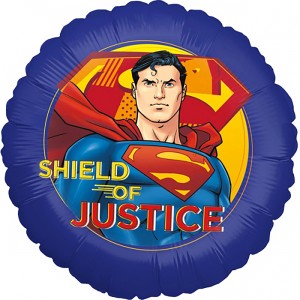 Runder Superman Folienballon (Ø 45cm) mit "Shield of Justice" Motiv für Party & Deko.