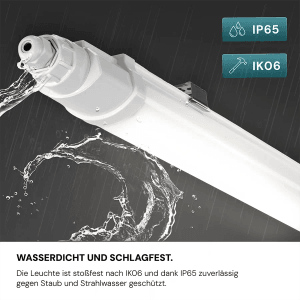 LUXULA LED Feuchtraumleuchte, 120cm, IP65, IK06, mit Wasserstrahl