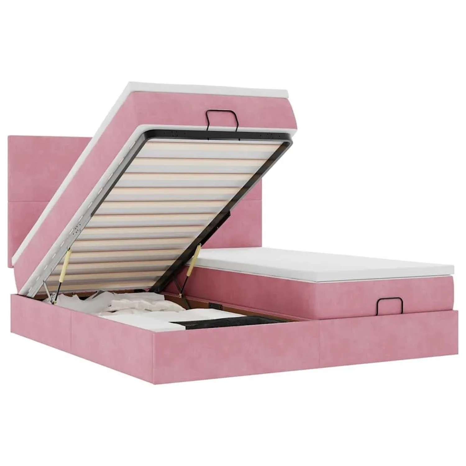vidaXL Ottoman-Bett mit Matratzen & LEDs Rosa 160x200 cm Samt 3314602
