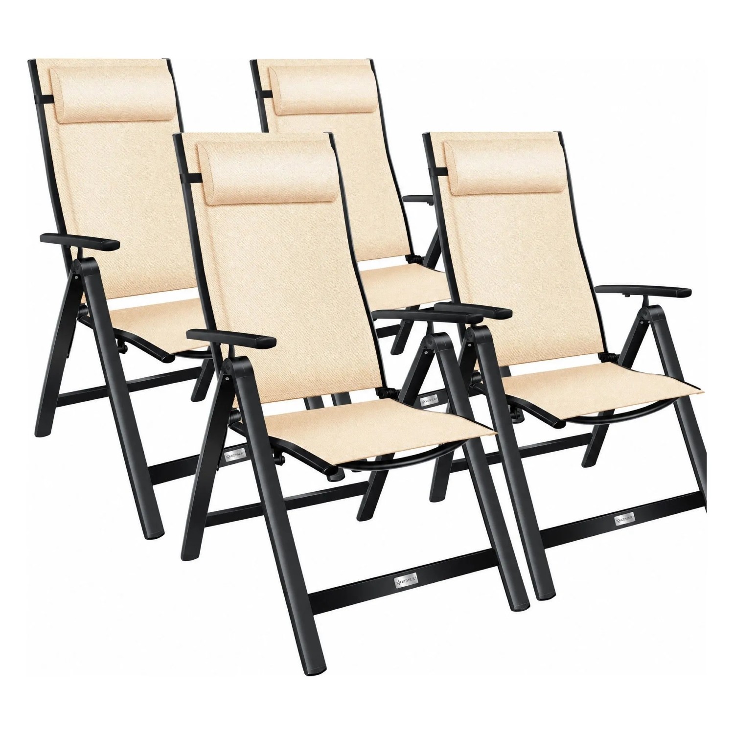 KESSER Gartenstuhl Hochlehner Aluminium Klappbar Beige 4 Stück