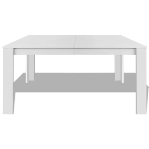 Weißer Esstisch aus Holzwerkstoff, 140x80x75 cm, modern und rechteckig.
