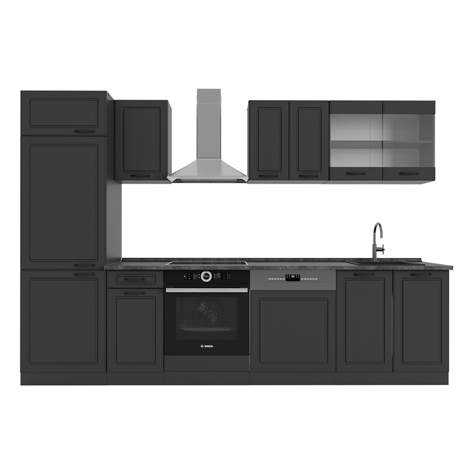 Vicco R-Line Küchenzeile Anthrazit Landhaus/Anthrazit 300 cm AP Anthrazit günstig online kaufen