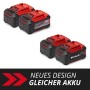 Einhell Akku 18V 5,2Ah PXC Doppelpack: Zwei rote und schwarze Akkus für Elektrowerkzeuge.
