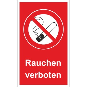 Rotes Warnschild „Rauchen verboten“ 25x15cm, ideal für Innen- und Außenbereiche.