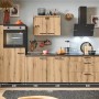 Pino Küchenzeile 280 cm Evoke Eiche mit Geräten, Spüle und Apothekerschrank. Einbauküche mit E-Geräten.