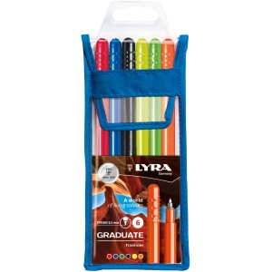LYRA Graduate Fineliner Set mit 6 Stiften in verschiedenen Farben, 0,5 mm Strichstärke.
