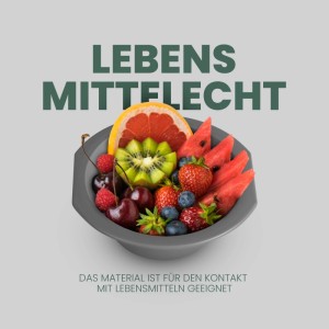 Graue ProHome Kunststoff Schüssel (16er Pack) gefüllt mit Obst, ideal für Küche und Aufbewahrung.