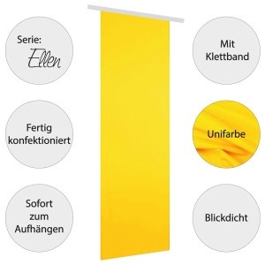 Bestgoodies Flächenvorhang Ellen, 3er Pack, Gelb. Blickdichter Fenstervorhang mit Klettband, ideal als Raumteiler.