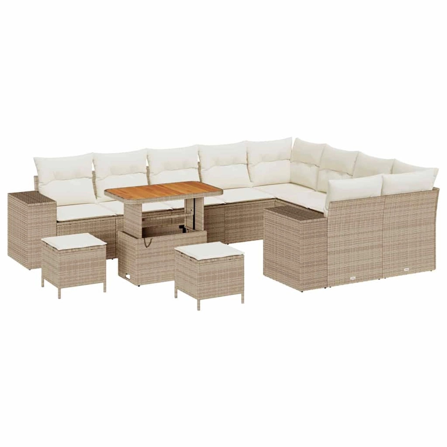 vidaXL Garten-Sofa-Set Höhenverstellbar 12-Tlg Beige Poly Rattan 3362046 günstig online kaufen