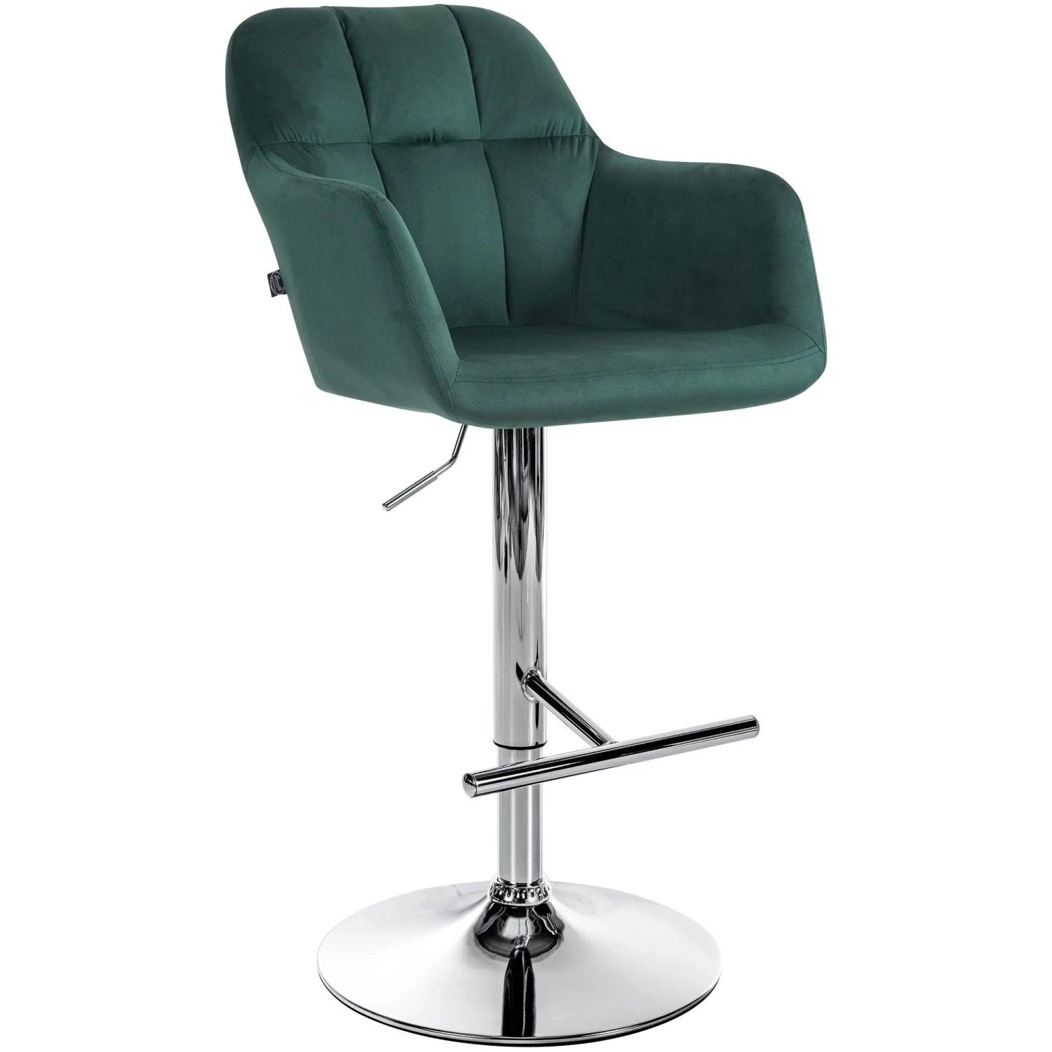 DELUKE Barhocker TUBEL Samt Grünfarbig 57x59x97cm Silber Barstuhl Höhenverstellbar Mit Lehne Drehbar Tresenhocker Tresenstuhl
