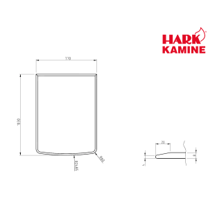 Technische Zeichnung: Hark Glasbodenplatte klein mit Facettenschliff, Maße und Details.