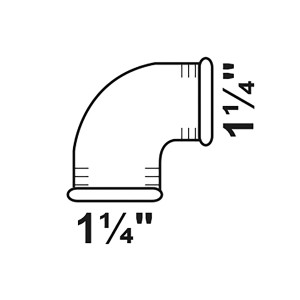 Abbildung eines verzinkten Kirchhoff Winkel 90° mit 39 mm (1 1/4 IG) Innengewinde.