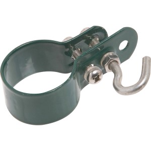 Grüne Geflechtspannstabschelle, 34 mm, aus Stahl, Zubehör für Zaunbau und Sichtschutz.