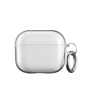 Transparente Hama Schutzhülle für Apple AirPods 3 Ladecase mit Schlüsselanhänger.