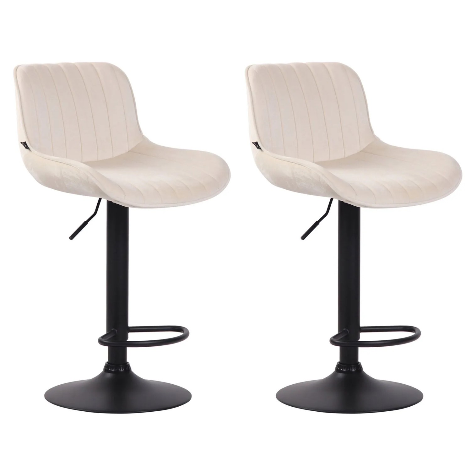 CLP 2er Set Barhocker Lentini Samt Creme/Schwarz