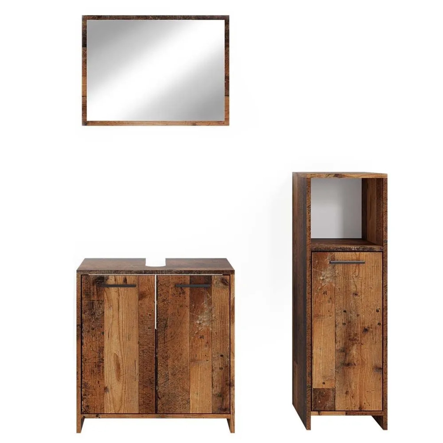 Vicco Badmöbel-Set Kiko Eiche rustikal 60 x 60 3-teilig